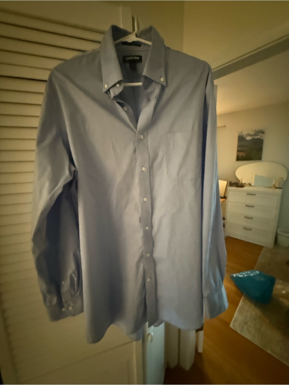 Lands' End XL Men's Pale Blue Button-Down Dress Shirt